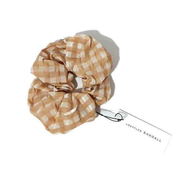 NWT Loeffler Randall mustard gingham scrunchie hair tie - Picture 6 of 9